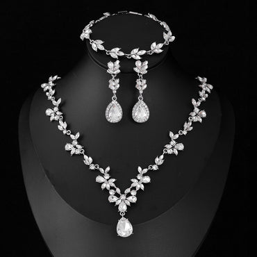 Luxury Drop bride Wedding dress Jewelry set Necklace Earrings Bracelet three-piece set  805785312365