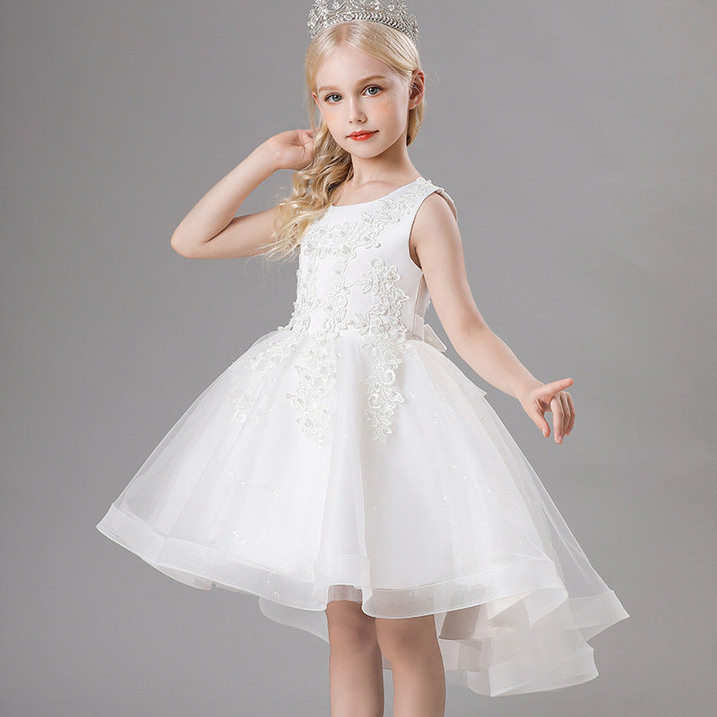 A-Line Scoop Neck Sleeveless High-Low Tulle Flower Girl Dresses 751391963514