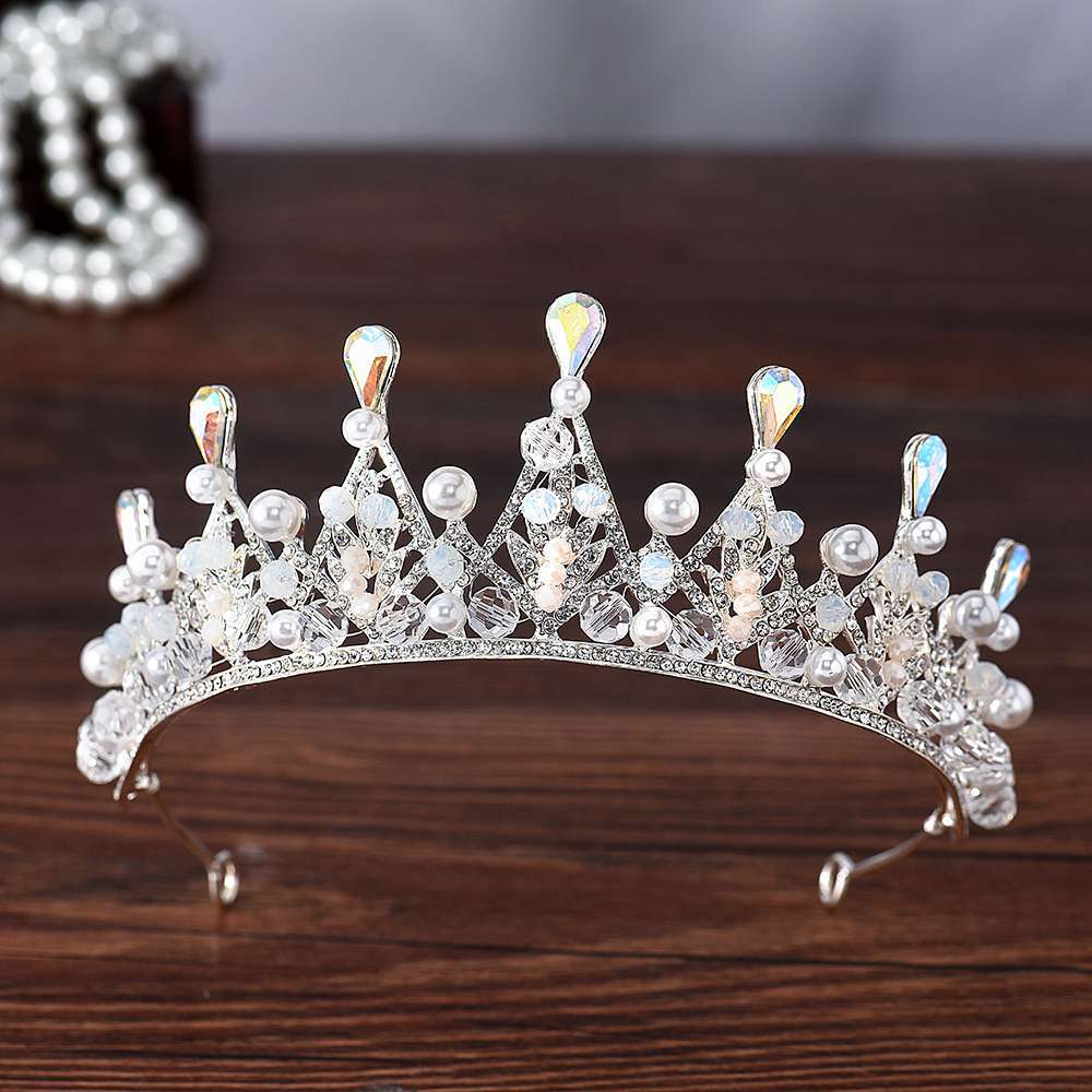 Bridal handmade Pearl tiara Pop Crystal accessories Princess headband Alloy rhinestone Women's Tiara  625613705276