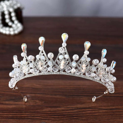 Bridal handmade Pearl tiara Pop Crystal accessories Princess headband Alloy rhinestone Women's Tiara  625613705276