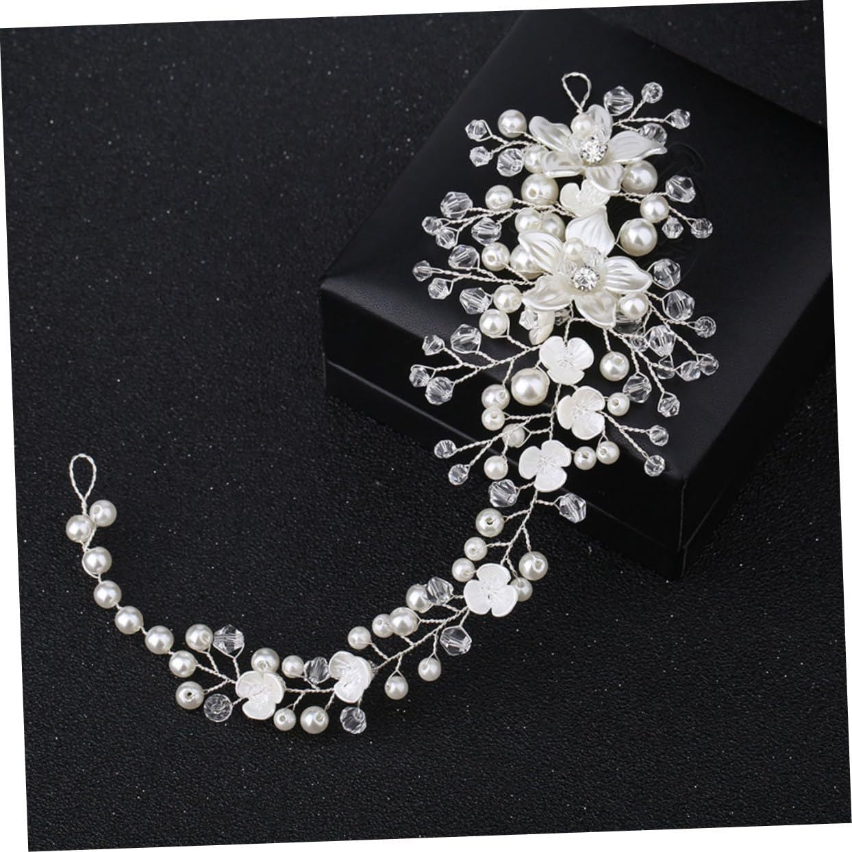 Bridal Handmade Hair accessories Flower Modeling Crystal Pearl twisting bead Headband Soft hair chain Headpieces 777998659051