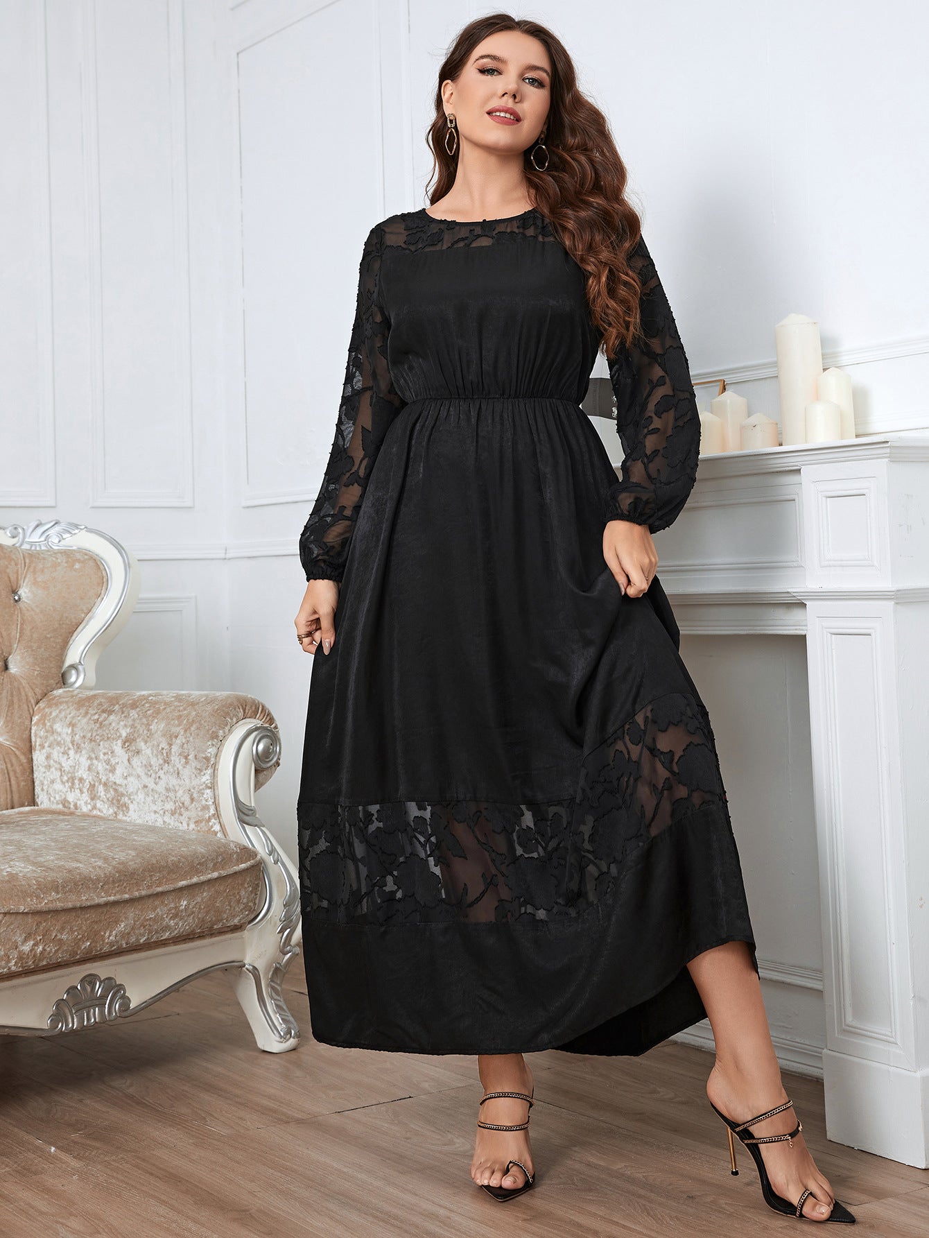 A-Line Ankle Length Lace Dress 683689364893