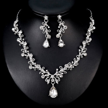 Necklace Earrings set Crystal clavicle necklace Wedding accessories jewelry set 806809386799