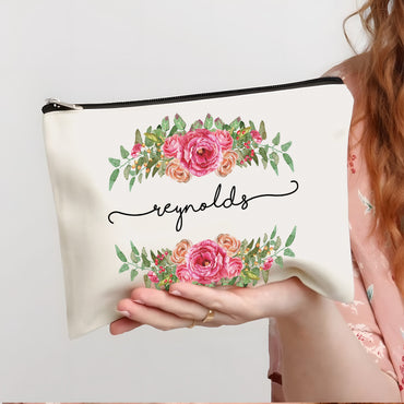 Personalized linen printed alphabet portable makeup bag 807953553521