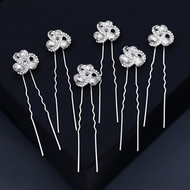 Bridal accessories Alloy flower rhinestone hairpin tray hair pin 641312692617