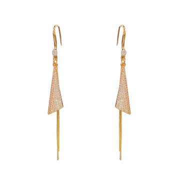 Miniature Zircon Triangular Long Tassel Ear Hook 807973724138