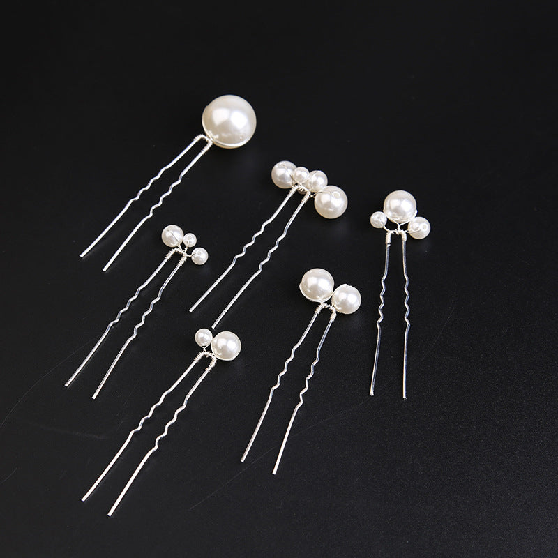 U-shaped Pearl Brida Hairpins 6 piece 684476301257