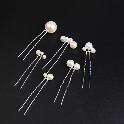 U-shaped Pearl Brida Hairpins 6 piece 684476301257