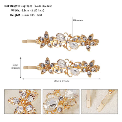 Hair accessories Metal Hair Clips Broken bangs One line clip leaf rhinestone alloy hair clips 679973510035