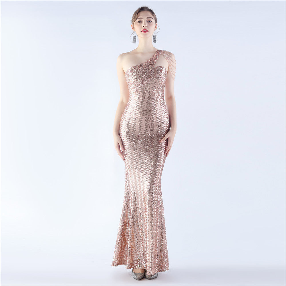 Sheath-column floor length sequined dress 785514826195