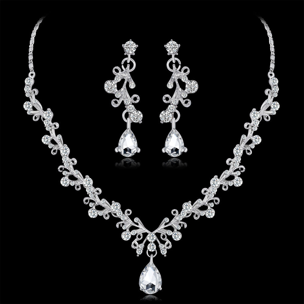 Necklace Earrings set Crystal clavicle necklace Wedding accessories jewelry set 806809386799