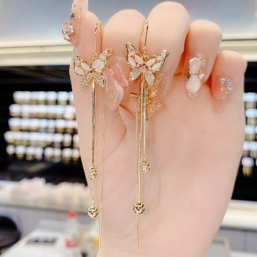 Zircon butterfly fringe earrings Fashion everything earrings 653045976680