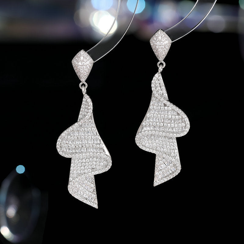 Zircon skirt streamer earrings 737367022162