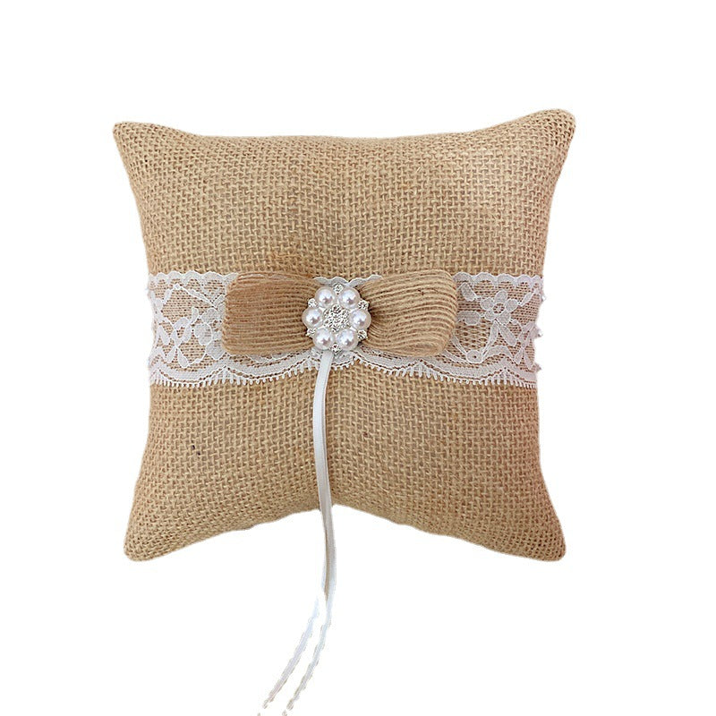 Linen ring pillow Bride wedding party ring pillow 702166828805