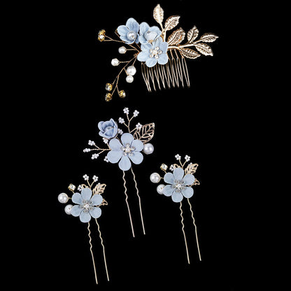 Wedding Hair Comb Pearl Crystal Bride Hair Accessories ，Set of 4 709072032456