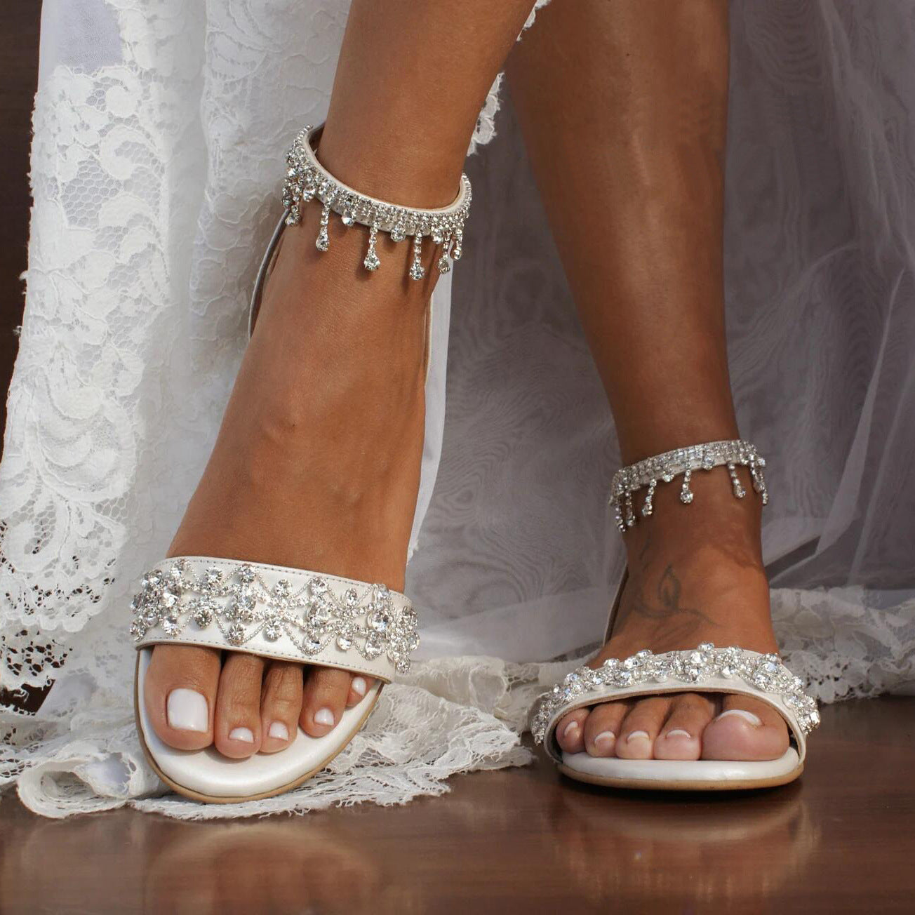 White diamond fashion sandals