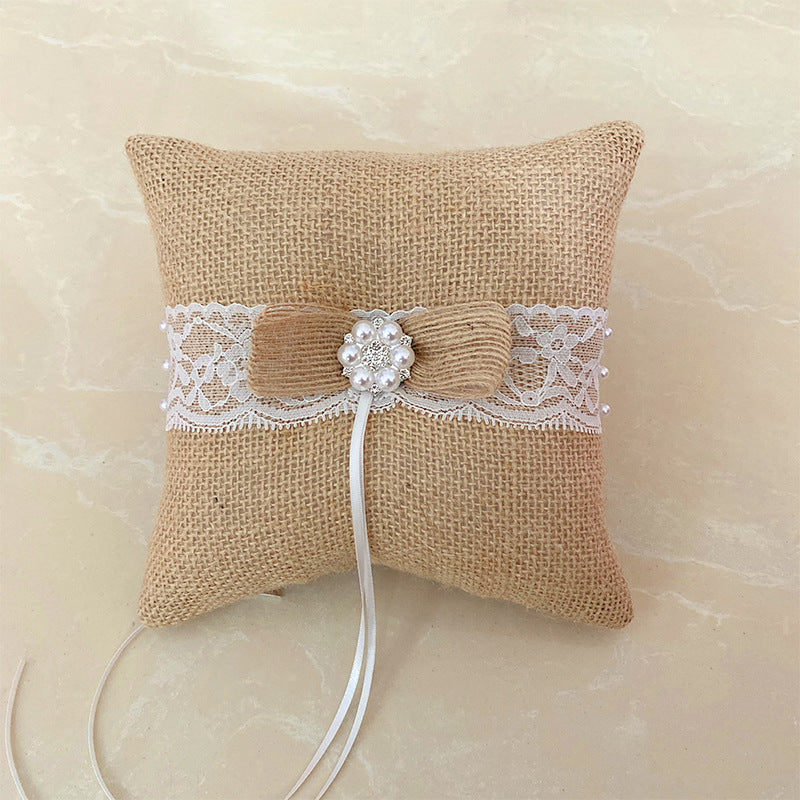 Linen ring pillow Bride wedding party ring pillow 702166828805