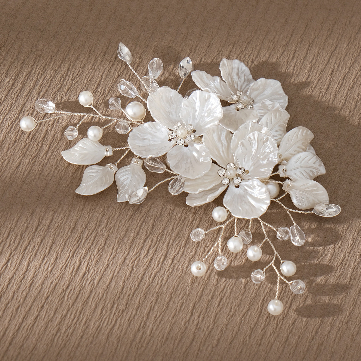 Beautiful acrylic flower set comb bride hair pearl clip Headpieces 736331094787