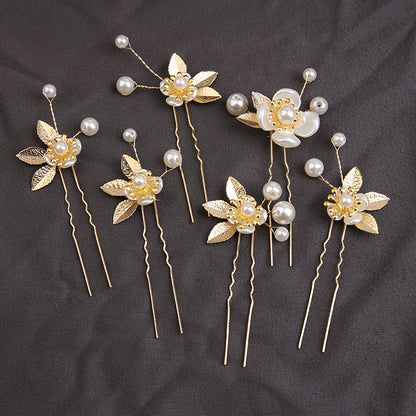 Handcrafted pearl set with Gold leaf hair comb 725487239358