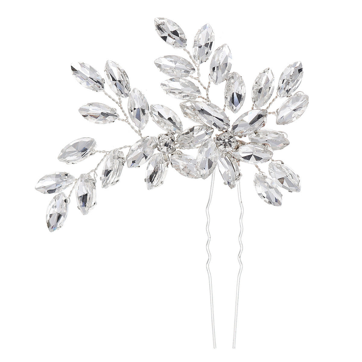 Wedding accessories Hairpin Bun Hair headdress U-shaped hair fork pin Hand-made horseeye rhinrhinee bridal hairpin 794126659820