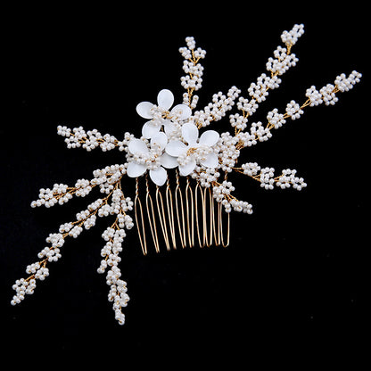 Gold Leaf Updo Hair Comb Handmade Bride Crown Headpiece Flower hair comb bridal accessories 771680467137