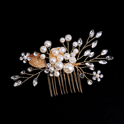 Gold leaf updo hair comb ornaments handmade rhinestone headdress bridal accessories 698964279630