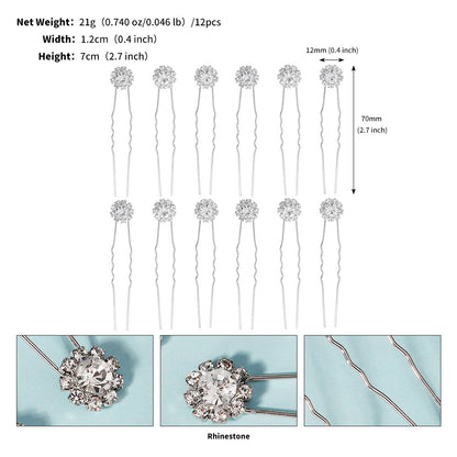 Rhinestone hairpin Light luxury deluxe bridal hairpin for women Hairpin accessory Sun flower hairpin set 768734557147