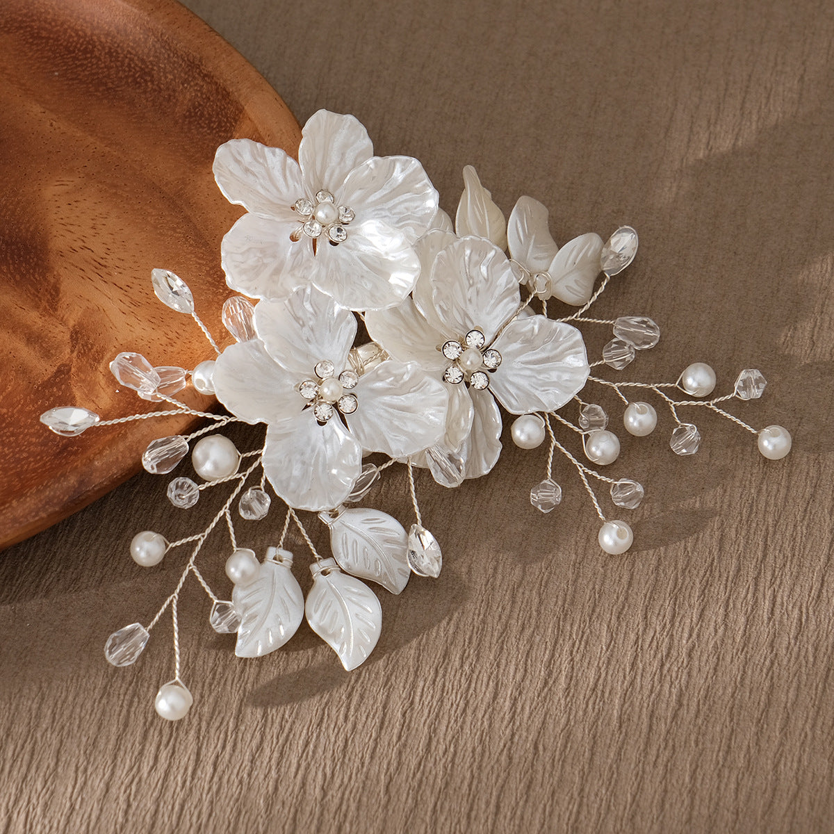 Beautiful acrylic flower set comb bride hair pearl clip Headpieces 736331094787