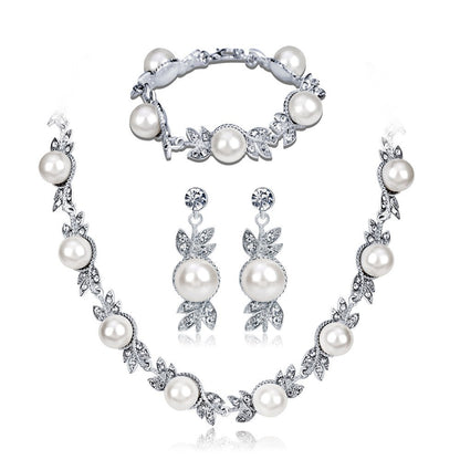 Bridal Necklace Wedding dress with Necklace Set Temperament Pearl set Bridal Necklace Earrings accessory set 563330085248