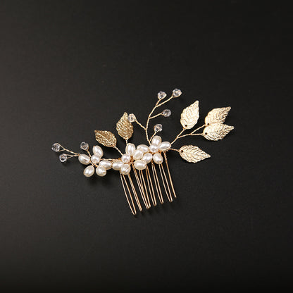 Golden Leaf Bride Combs 2 Pieces 7969295597726