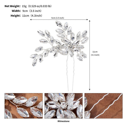 Wedding accessories Hairpin Bun Hair headdress U-shaped hair fork pin Hand-made horseeye rhinrhinee bridal hairpin 794126659820