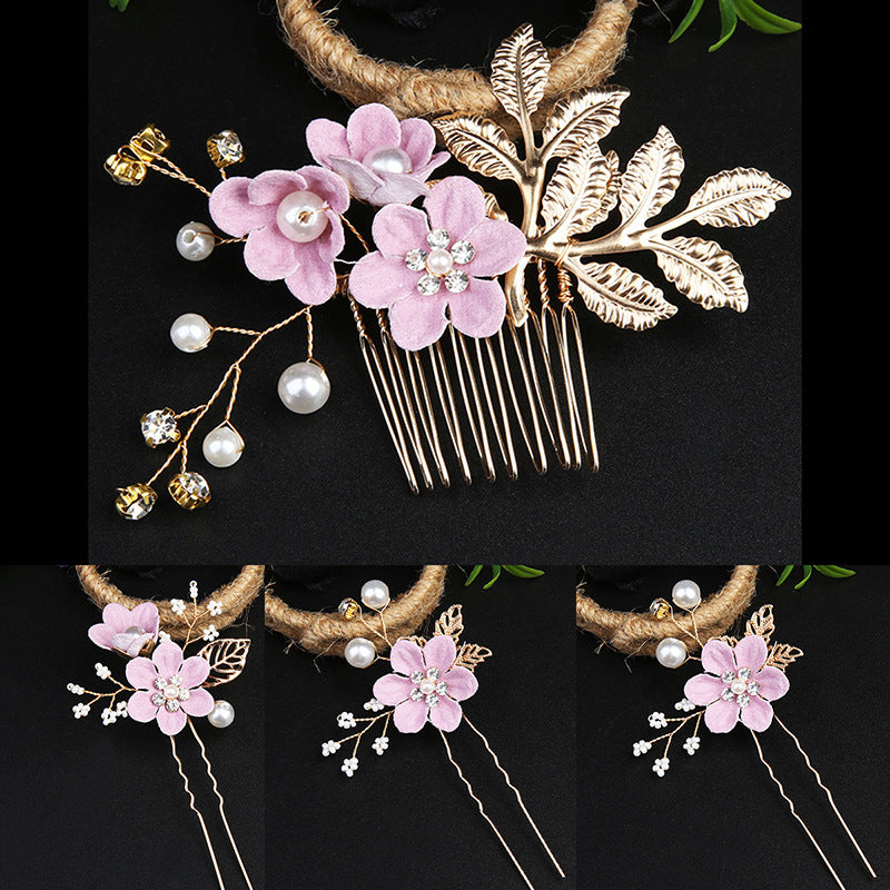 Wedding Hair Comb Pearl Crystal Bride Hair Accessories Set of 4 709072032456