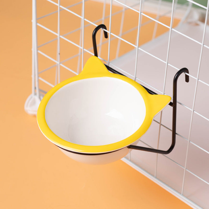 Hanging ceramic cat bowl Drinking bowl anti-upset fixed hanging cage 719925463826