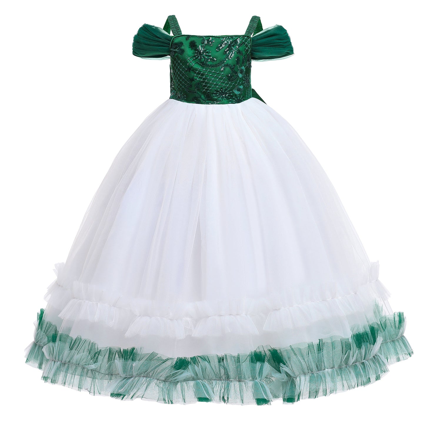 A-Line Maxi Sequined Tulle Flower Girl Dress 682893438731