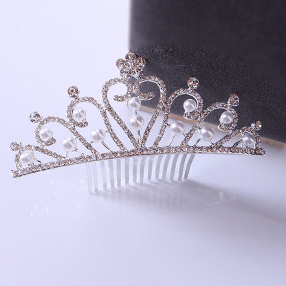 Bride's hair tiara Bride's little tiara with comb rhinestone pearl tiara 651428713487