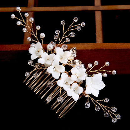 Bridal accessories Gold leaf hair up hair comb Handmade rhinestone headdress flower comb 698449649574