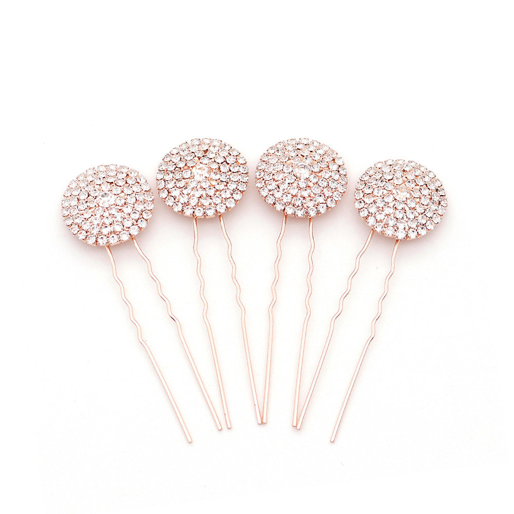 Round rhine-drill hairpin set hair praise simple bride headwear a set of 4  562700983574