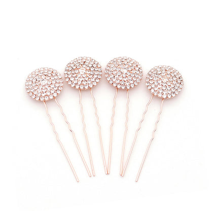 Round rhine-drill hairpin set hair praise simple bride headwear a set of 4  562700983574