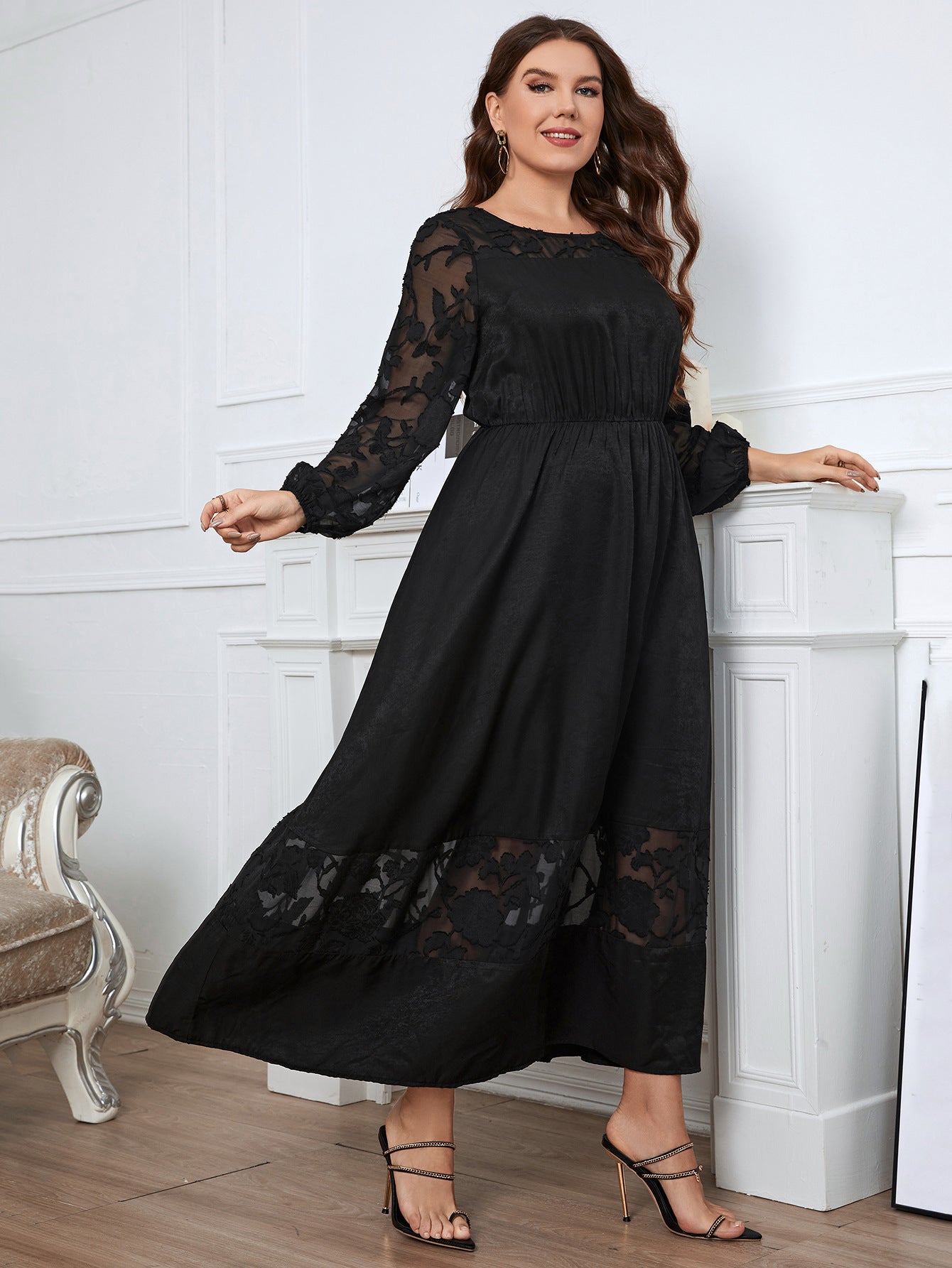 A-Line Ankle Length Lace Dress 683689364893