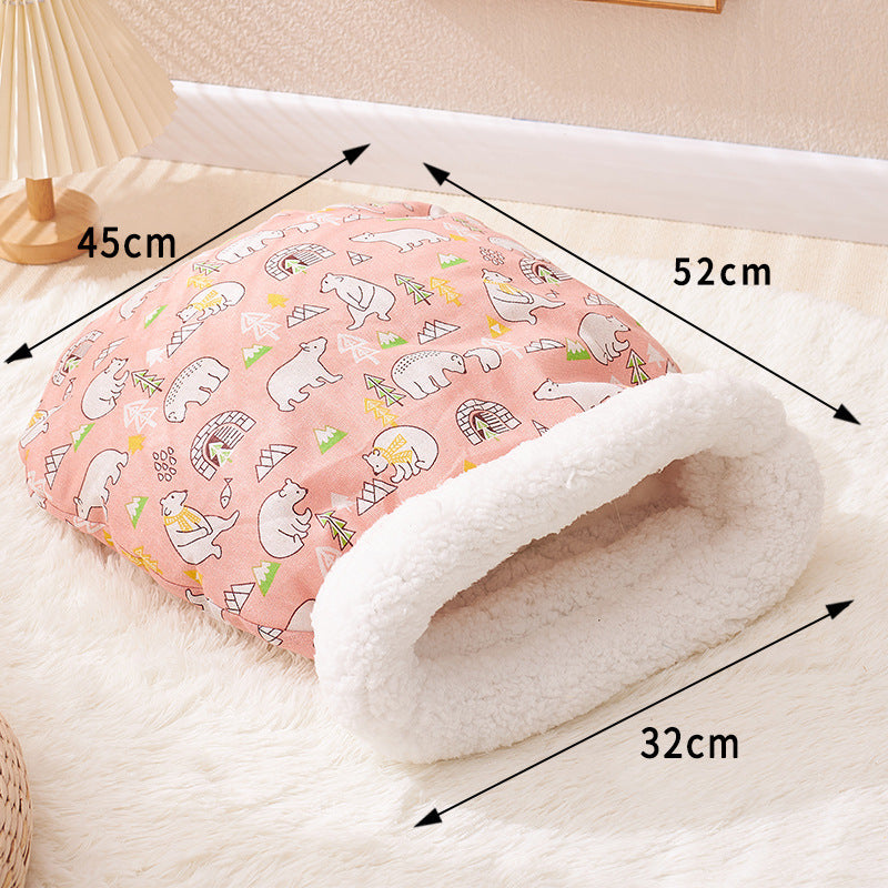 Winter warm enclosed cat bed Cat sleeping bag pet supplies 847107730999