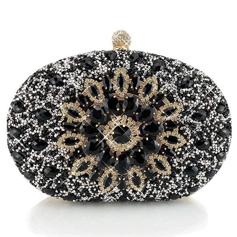 Shell full of diamonds glitter glass rhinestones wedding banquet dinner bag 736519933092