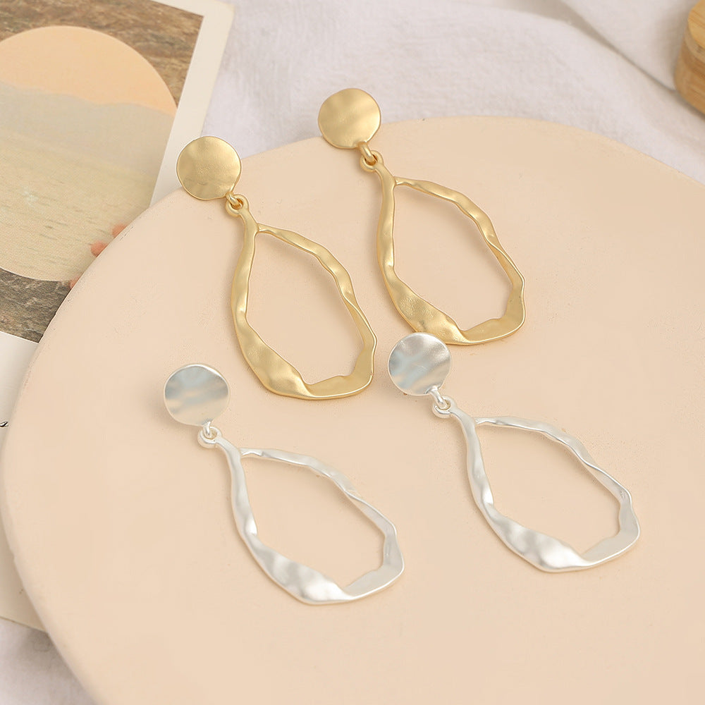 Drop shape striking surface stylish simple atmospheric earrings 676473740910