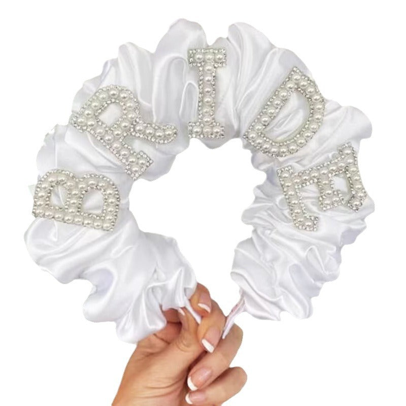 Bride English letters bride large intestine fold headband 731032023508