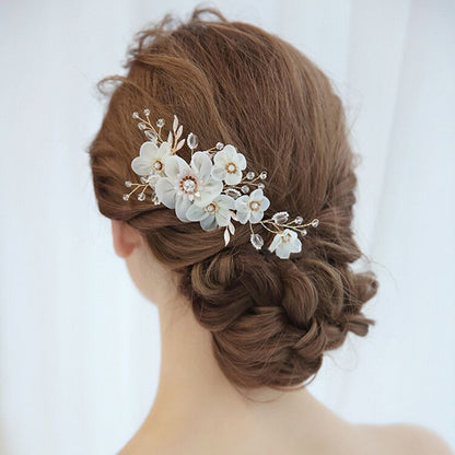 Cloth gold flower bridal hair comb insert comb 673125233255