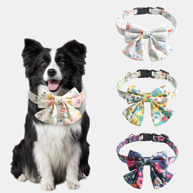 Floral bow skirt dog collar 652042201776