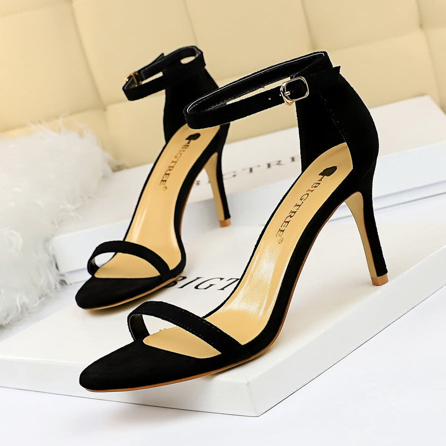 Fashion sexy women's sandals slim high heel suede open toe line dress heels  shoes 571179755874