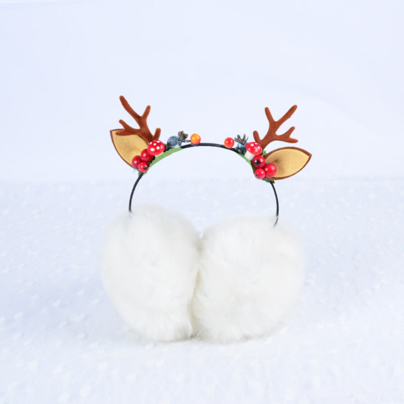 Christmas elk antlers Winter warm earmuffs Cute cat ear headband headdress 849465740917