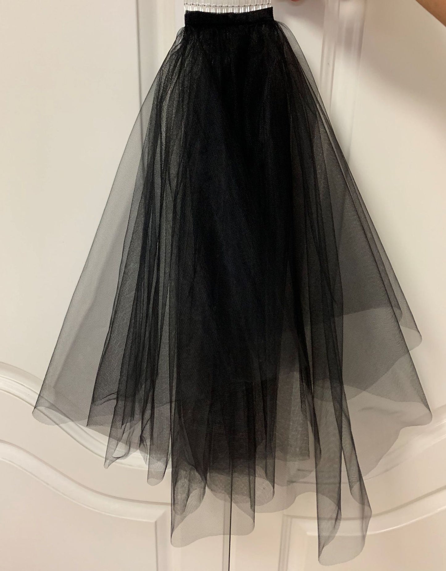 Black simple short double veil cover hair comb 644309462876