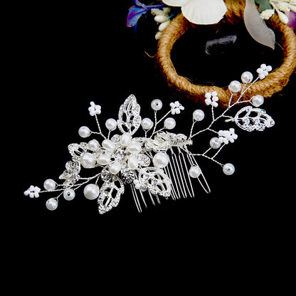 Bridal headdress pearl handmade leaf comb  749571815454