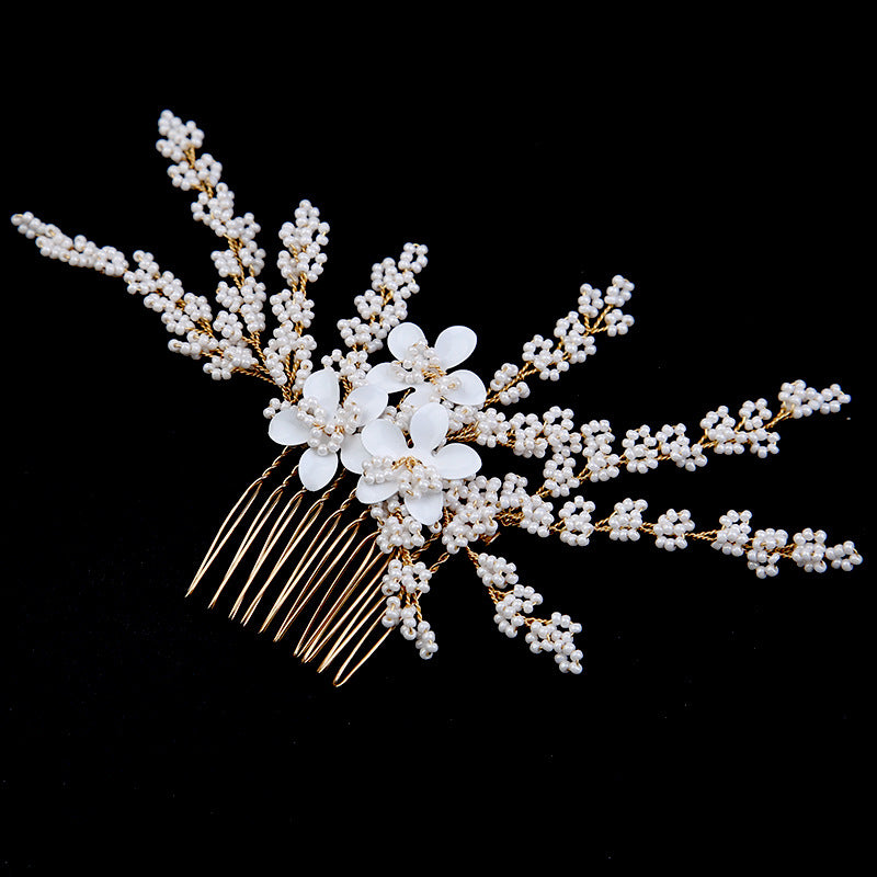 Gold Leaf Updo Hair Comb Handmade Bride Crown Headpiece Flower hair comb bridal accessories 771680467137